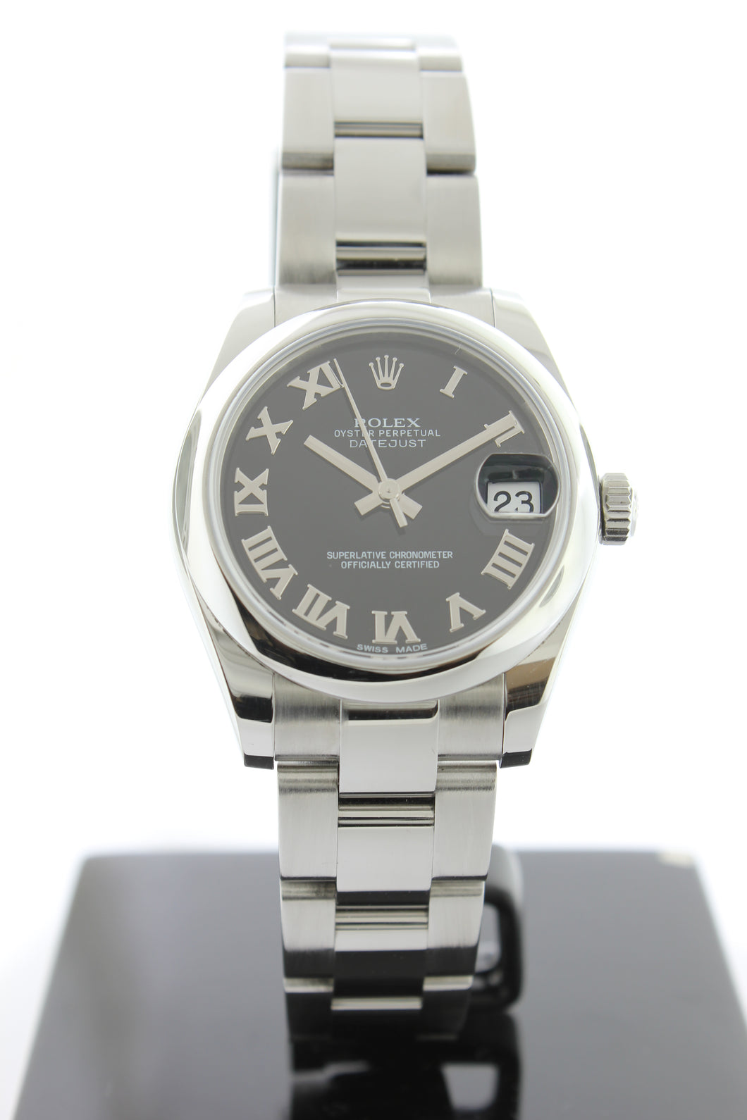 Rolex Datejust Lady Midsize 31mm Stainless Steel Black Roman Dial 178240 - Arnik Jewellers