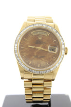 Load image into Gallery viewer, Rolex Day Date President 18K Yellow Gold Wood Dial Diamond Bezel 36mm 18038 - Arnik Jewellers
