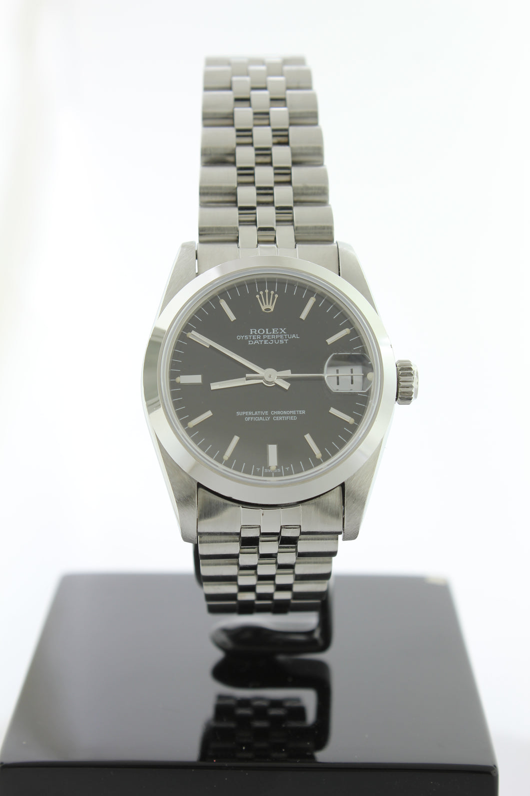 Rolex Datejust Lady Midsize 31mm Stainless Steel Jubilee Black Dial 68240 - Arnik Jewellers