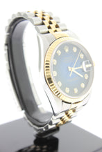 Load image into Gallery viewer, Rolex Datejust 18K Gold &amp; Stainless Steel Jubilee Blue Vignette Diamond Dial 36mm 16233 - Arnik Jewellers
