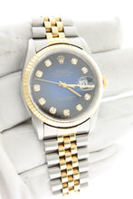 Load image into Gallery viewer, Rolex Datejust 18K Gold &amp; Stainless Steel Jubilee Blue Vignette Diamond Dial 36mm 16233 - Arnik Jewellers
