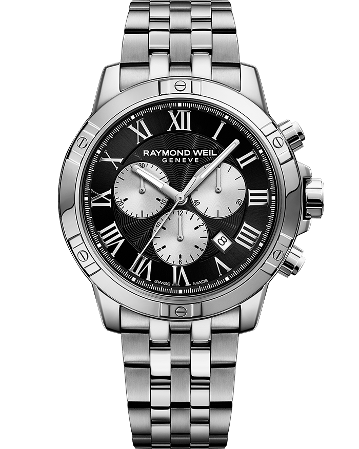 Raymond Weil Mens Tango Chronograph Stainless Black Silver Dial